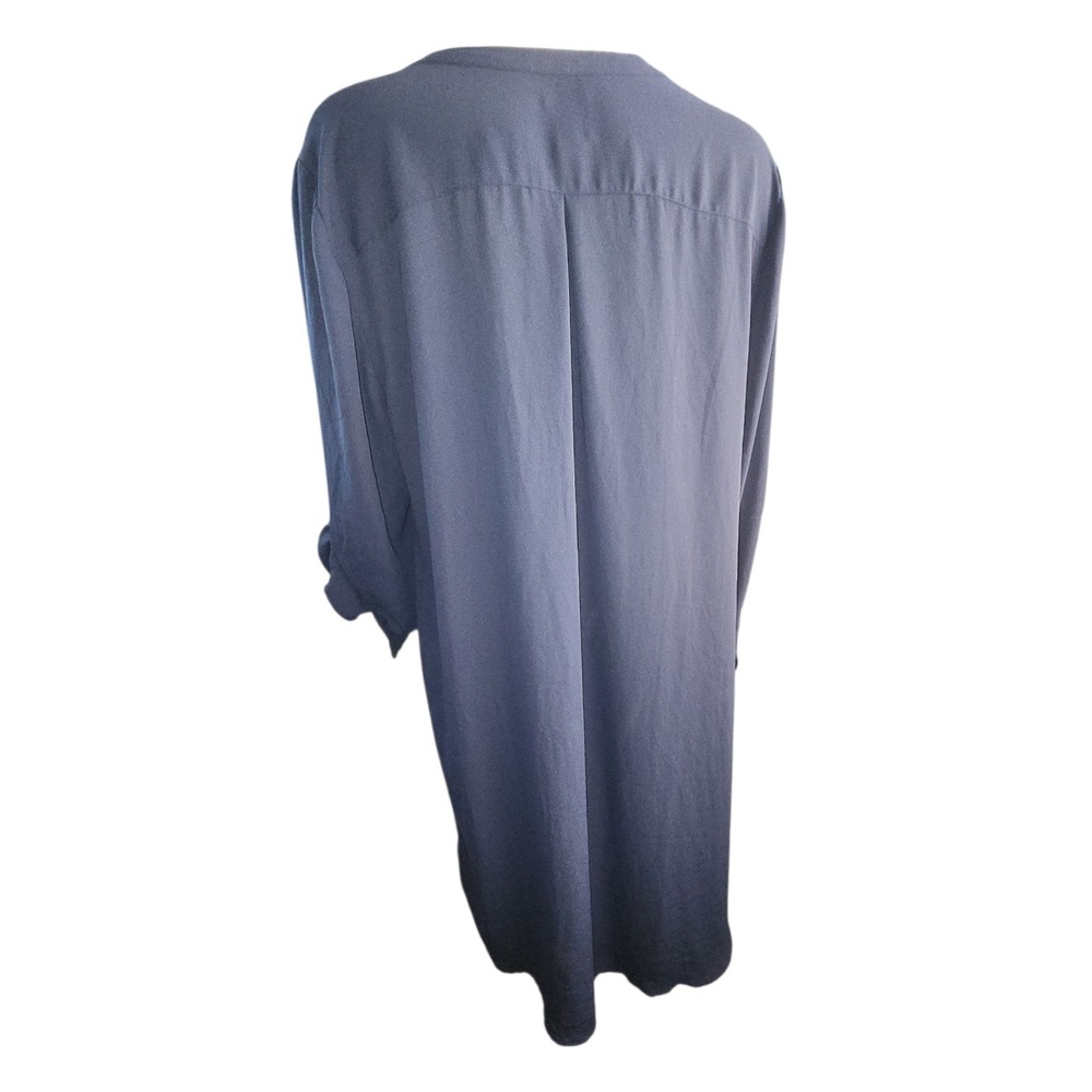 Chicos Shirt Tunic Size‎ 3 XL Blue Sheer Flowy Lightweight Button Long Open Side - Picture 3 of 7